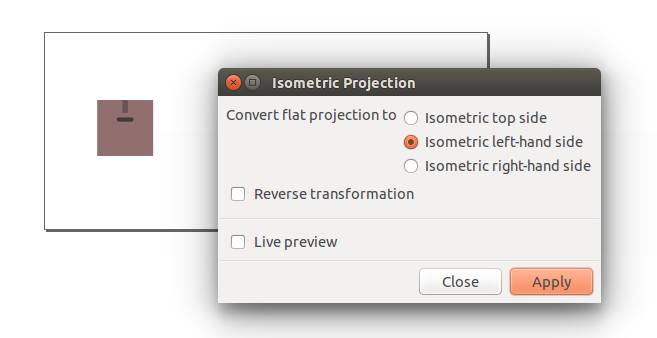 Isometric projection Inkscape extension settings